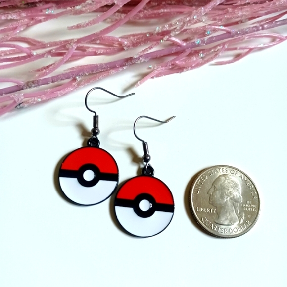 Cute Pokémon Poke' Ball Handmade Earrings - Picture 4 of 4